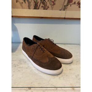 Grenson Shoes Mens Size 12 Brown Suede Brogue Wingtip Made in England Casual